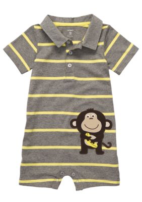 Carter's Stripe Monkey Polo Romper