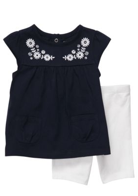 Carter's Navy Embroidered Set Toddler Girls