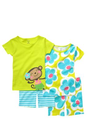 Carter's 4-Piece Monkey Pajama Set Toddler Girls