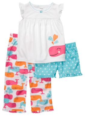 Carter's 3-Piece Whale Pajama Set Toddler Girls