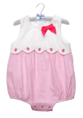 Nursery Rhyme Pink Seersucker Sunsuit