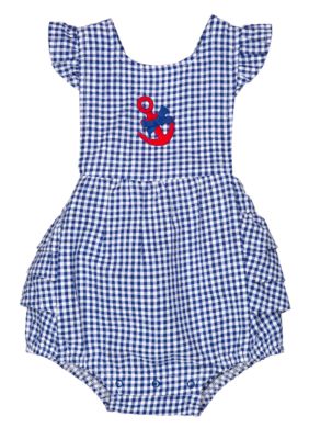 Nursery Rhyme Gingham Anchor Bow Sunsuit