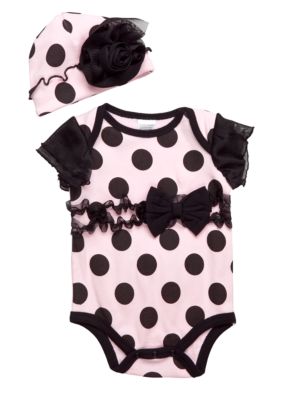 Nursery Rhyme Polka Dot Creeper Hat Set