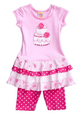 Sweet Potatoes Tiered Dot Pedal Pusher Set Toddler Girls