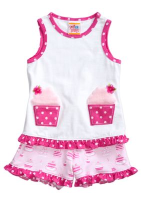 Sweet Potatoes Ruffle Cupcake Short Set Toddler Girls
