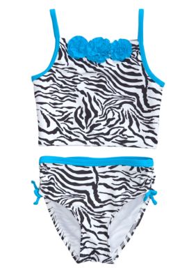 Flapdoodles Zebra Chic 2-Piece Swimsuit Toddler Girls