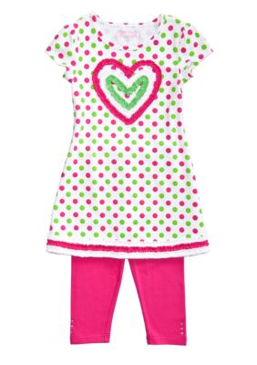 Flapdoodles Heart Dot Dress Set Toddler Girls