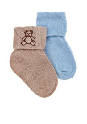 Nursery Rhyme 2-Pack Bear Applique Socks