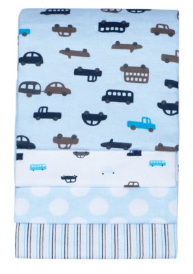 Carter's 4-Pack Blue Cars Receiving Blanket Set
