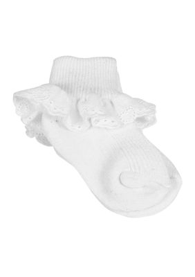 Nursery Rhyme White Eyelet Sock Infants