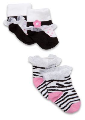 Nursery Rhyme Newborn Girl Zebra Sock Set