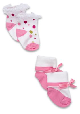 Nursery Rhyme Newborn Girl Pink Dot Sock Set