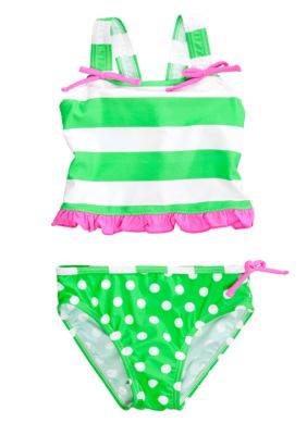 J Khaki Kelly Stripe Two Piece Girls