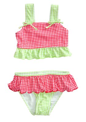 J Khaki Gingham 2 Piece Swimwear Toddler Girls
