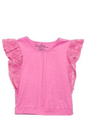 Lucky Brand Crochet Sleeve Tee Toddler Girls