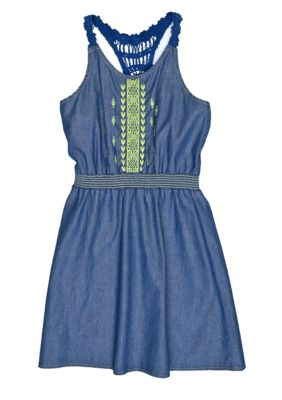Lucky Brand Crochet Back Denim Dress Toddler Girls
