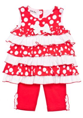 Little Lass Tiered Polka Dot Legging Set