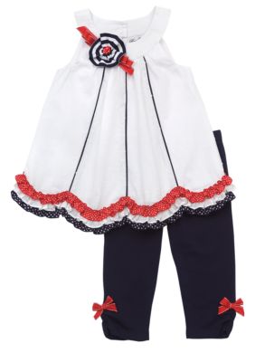 Rare Editions Nautical Ruffle Legging Set Toddler Girls