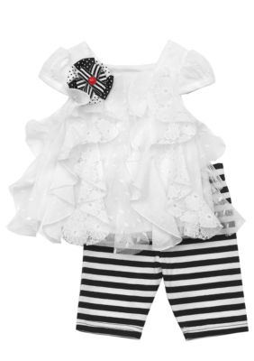 Rare Editions White Ruffle legging Set Toddler Girls