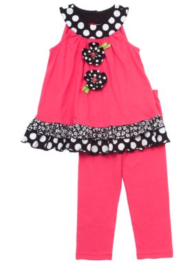Rare Editions Flower Capri Set Toddler Girls