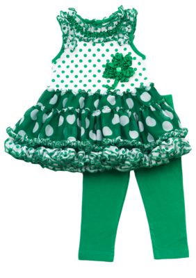 Rare Editions Shamrock Tutu Set Toddler Girls - Online Only