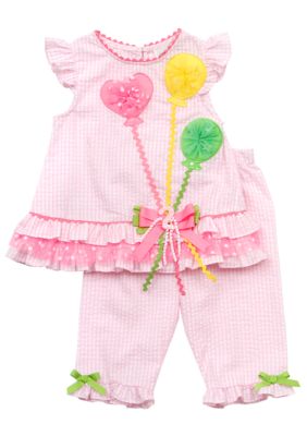 Rare Editions Seersucker Balloon Capri Set Toddler Girls