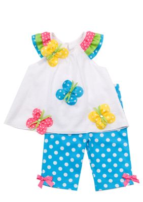 Rare Editions Butterfly and Dot Capri Set Toddler Girls