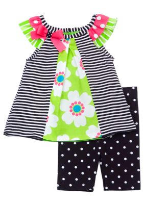 Rare Editions Stripe and Dot Short Set Toddler Girls