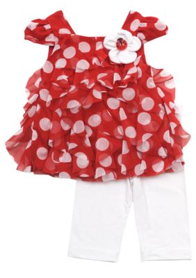Rare Editions Polka Dot Ladybug Ruffle Legging Set