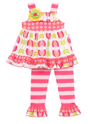 Rare Editions Print Ruffle Legging Set