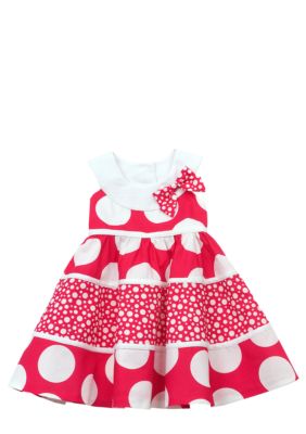 Rare Editions Tiered Mixed Dot Dress Toddler Girls