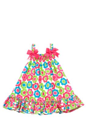 Rare Editions Daisy Print Dress Toddler Girls