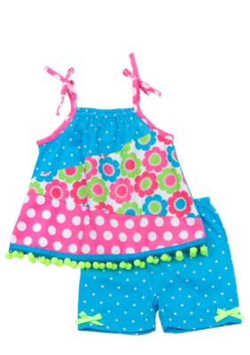 Rare Editions Pieced Dot Short Set Toddler Girls