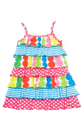 Rare Editions Tiered Dot and Stripe Dress Toddler Girls