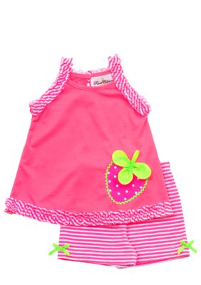 Rare Editions Neon Strawberry Short Set Toddler Girls
