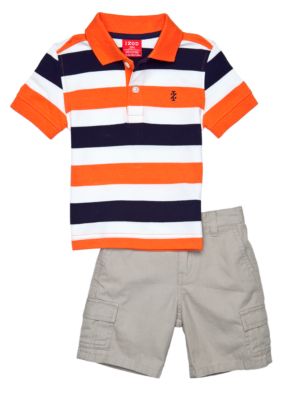 Izod 2-Piece Stripe Polo Cargo Short Set