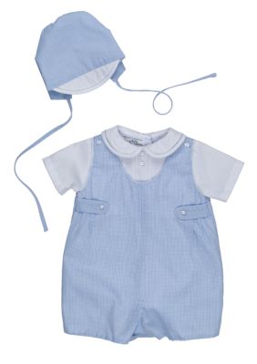 Petit Ami Gingham Romper With Hat