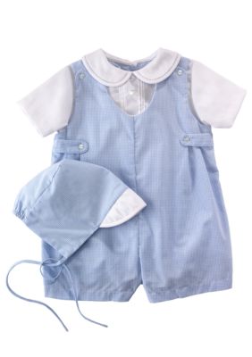 Petit Ami Gingham Romper with Hat - Newborn
