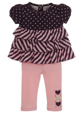 Hartstrings Dot and Stripe Knit Top & Pant Set