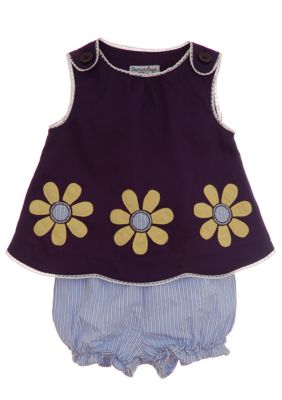 Hartstrings Seersucker Flower Bloomer Set