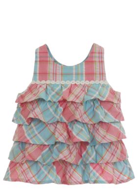 Hartstrings Tiered Plaid Tank Toddler Girls