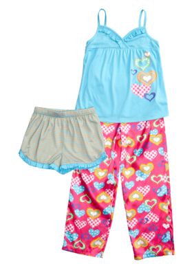 J Khaki 3-Piece Pajama Set Girls 4-16