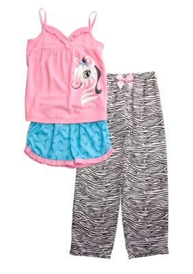 J Khaki Cutie Zebra 3 Piece PJ Set Girls 4-16