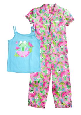 J Khaki 3-Piece Frog with Watermelon Pajama Set Girls 4-16