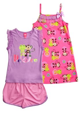 J Khaki Friends Peace 3 Piece Pajama Set Girls 4-16