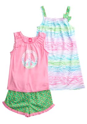 J Khaki Zebra 3 Piece Pajama Set Girls 4-16