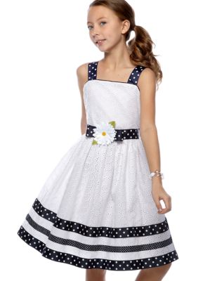 Blueberi Boulevard Eyelet Daisy Dress Girls 7-16