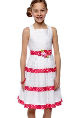 Sweet Heart Rose Sleeveless Eyelet Dress Girls 7-16