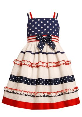Bonnie Jean Americana Seersucker Dress Girls 4-6X