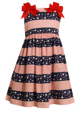 Bonnie Jean Stars and Stripes Bow Dress Girls 4-6X